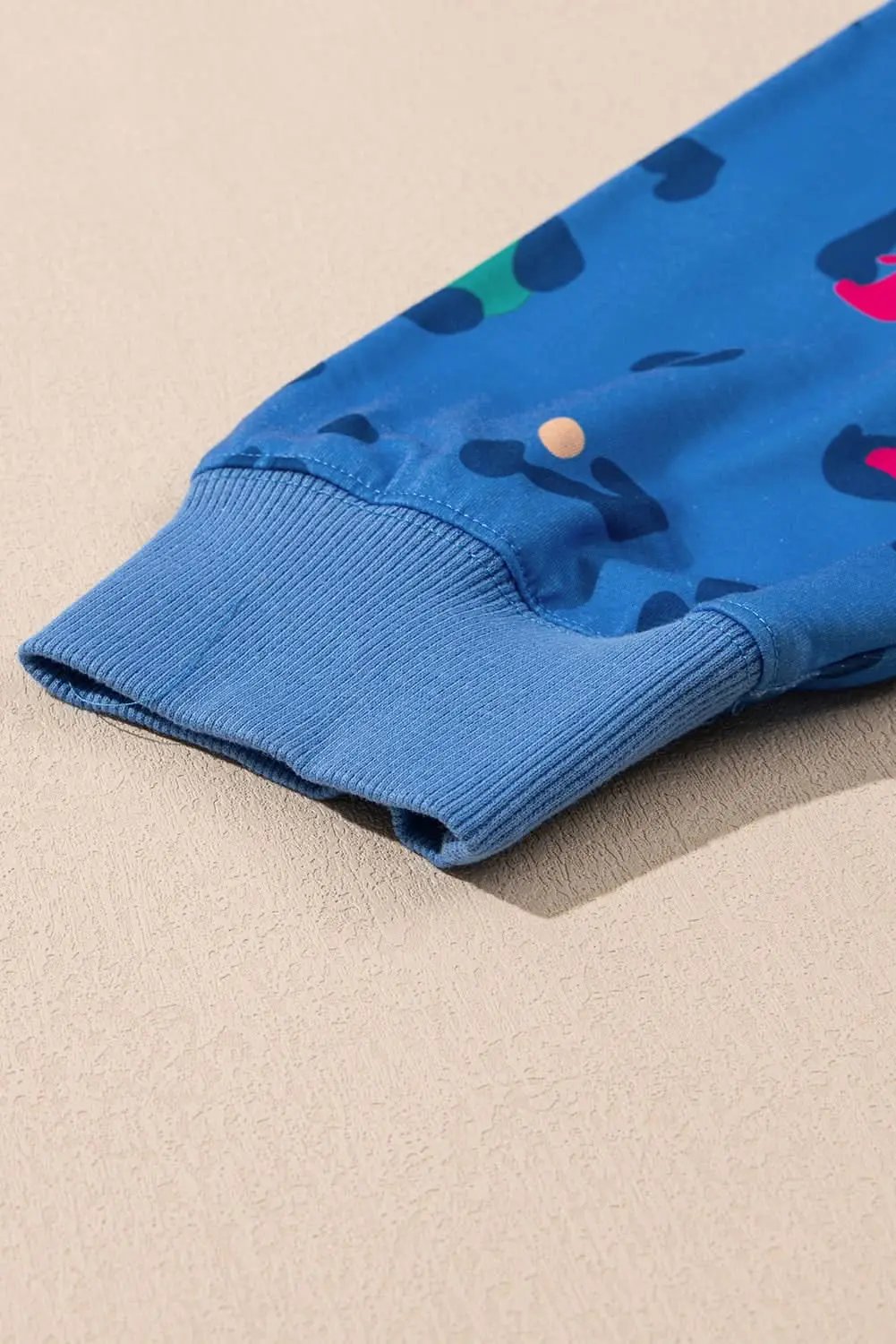 Sky blue leopard print pullover - Love Salve